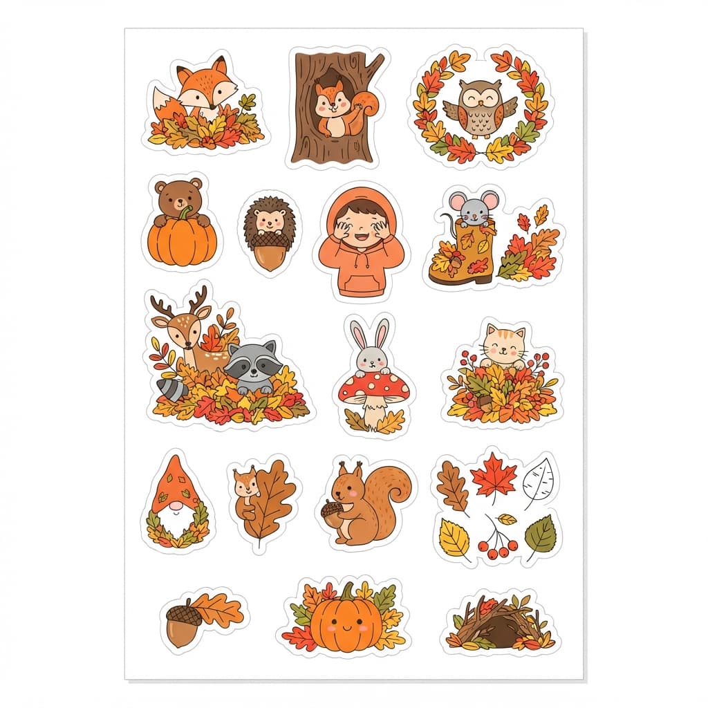 Coucous, cachettes et feuilles d'automne - Sticker 1