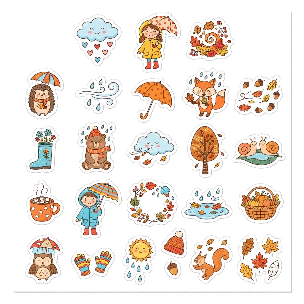 Petite pluie et vent d'automne - Sticker 1
