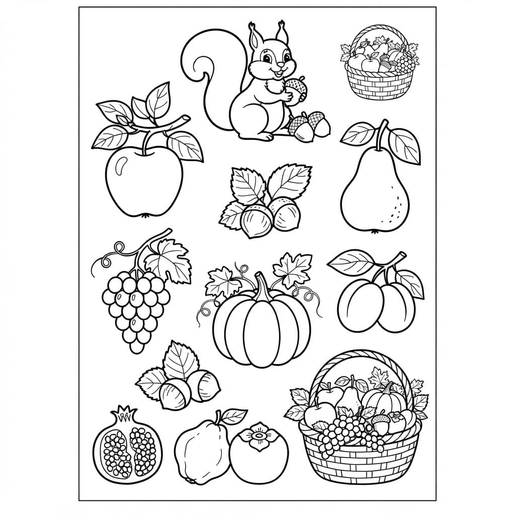 La semaine des fruits d'automne - Coloriage 1