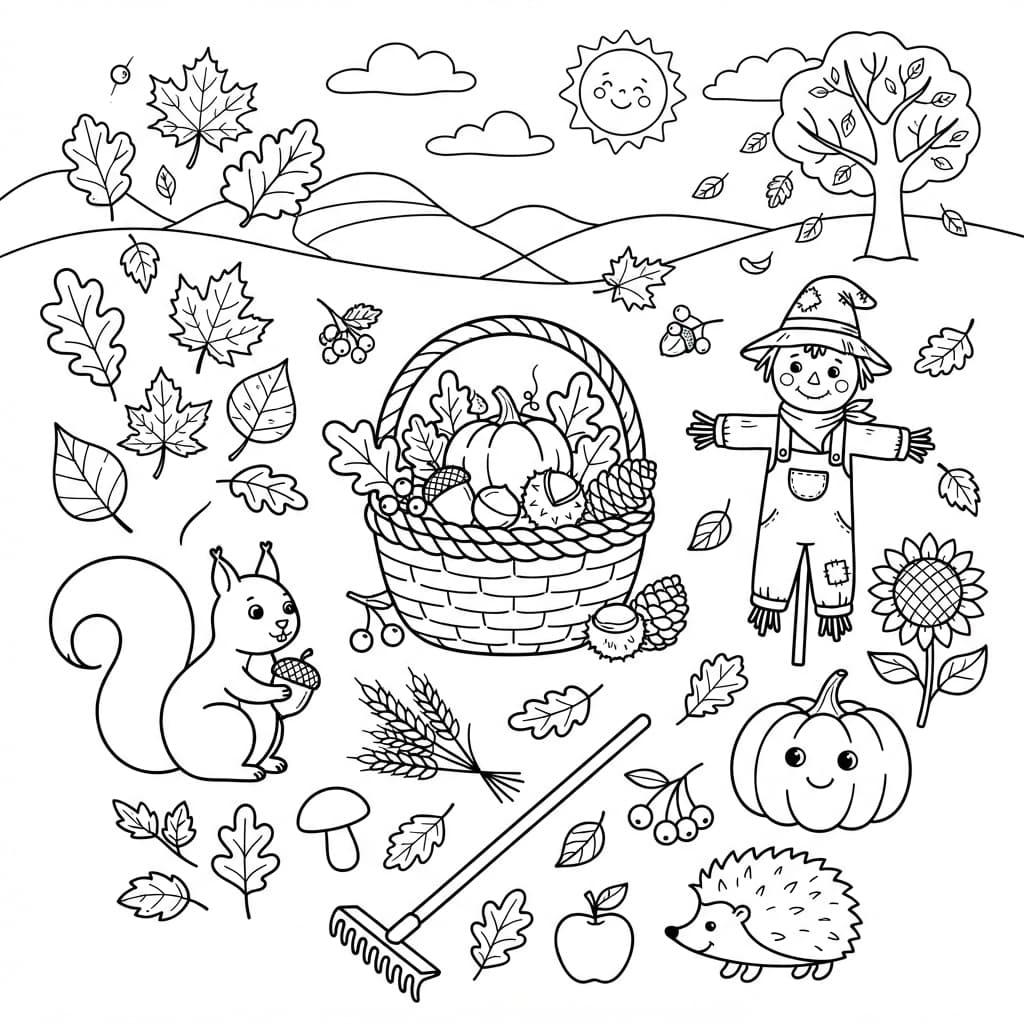 Les trésors de l'automne : une semaine d'émerveillement - Coloriage 1