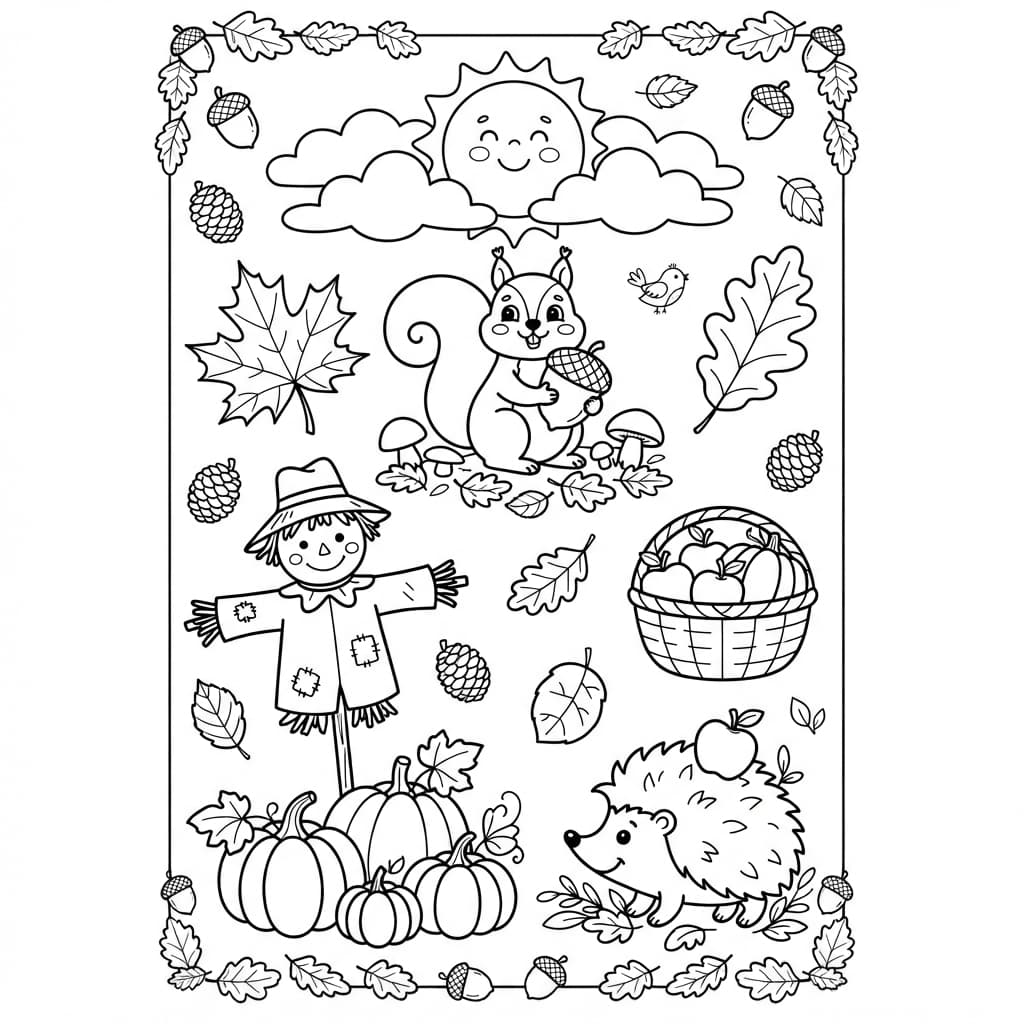 L'automne en couleurs : une semaine d'exploration artistique et sensorielle - Coloriage 1