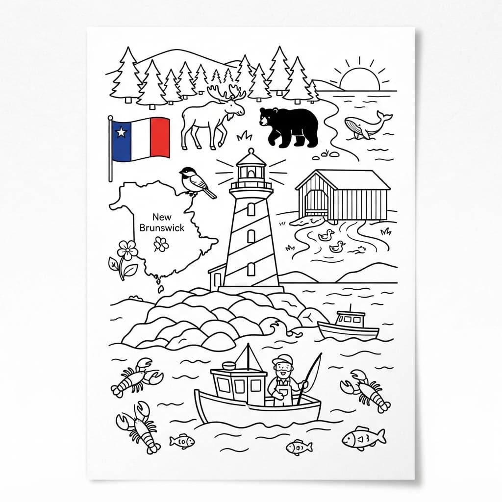 Bienvenue au Nouveau-Brunswick ! - Coloriage 1