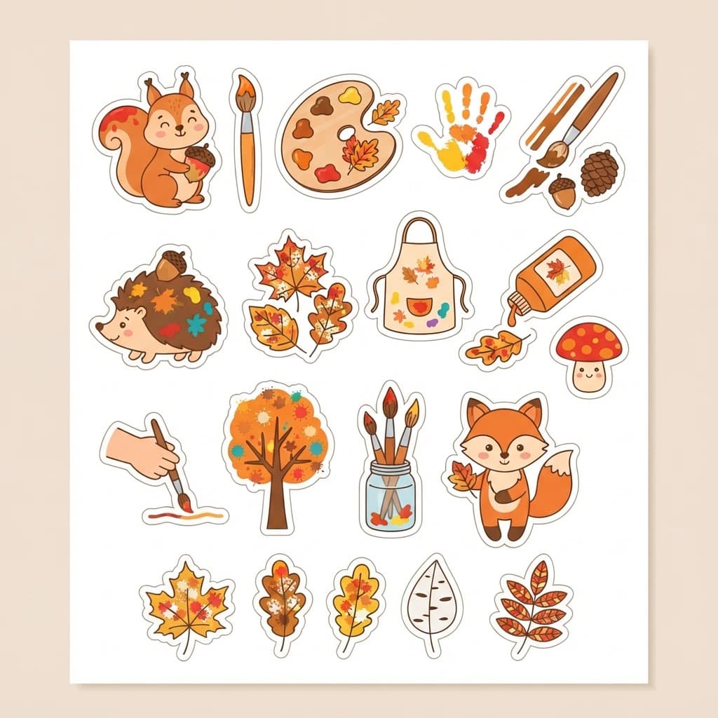 L'automne au bout des doigts : Peinture avec la nature - Sticker 1