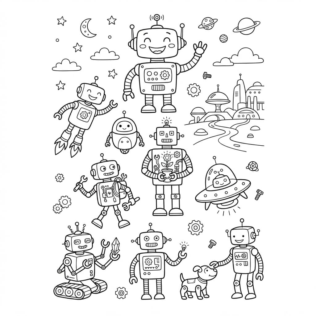 Les Robots du Futur : Une Semaine d'Exploration et de Créativité - Coloriage 1
